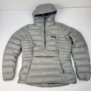 Patagonia Down Sweater Womens Hooded Pullover Jacket Kangaroo Pocket Gray Size M